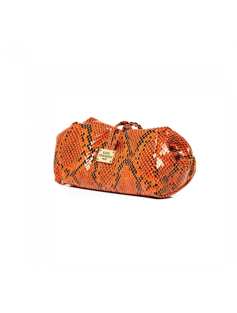ELENA ATHANASIOU Large Snake Pattern Sunrise Πορτοκαλί Γυναικείο Τσαντάκι Χειρός