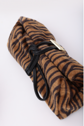 ELENA ATHANASIOU Lunchbag Animal Print Zebra Brown Γυναικείο τσαντάκι χειρός σε καφέ πριντ ζεβρας