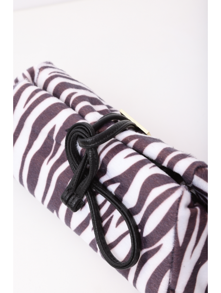 ELENA ATHANASIOU Lunchbag Animal Print Zebra White Γυναικεία τσάντα χειρός σε λευκό πριντ ζεβρας