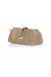 ELENA ATHANASIOU Lunchbag Large Croco Beige Μπεζ Κροκό Γυναιεκεία Τσάντα Χειρός