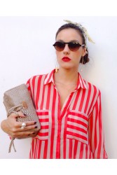 ELENA ATHANASIOU Lunchbag Large Croco Beige Μπεζ Κροκό Γυναιεκεία Τσάντα Χειρός
