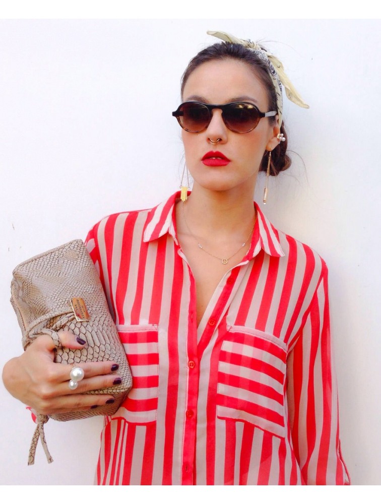 ELENA ATHANASIOU Lunchbag Large Croco Beige Μπεζ Κροκό Γυναιεκεία Τσάντα Χειρός