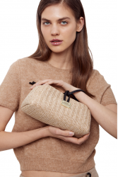 ELENA ATHANASIOU Lunchbag Vegan Straw Beige Μπεζ Ψάθινο Τσαντάκι Χειρός