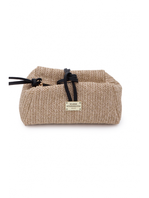ELENA ATHANASIOU Lunchbag Vegan Straw Beige Μπεζ Ψάθινο Τσαντάκι Χειρός