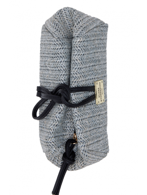 ELENA ATHANASIOU Lunchbag Vegan Straw Grey Γκρι Ψάθινο Τσαντάκι Χειρός