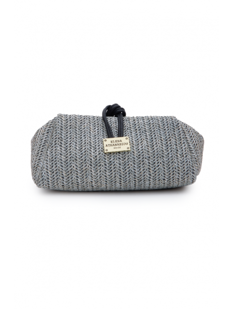 ELENA ATHANASIOU Lunchbag Vegan Straw Grey Γκρι Ψάθινο Τσαντάκι Χειρός