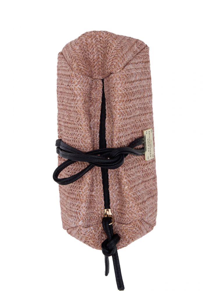 ELENA ATHANASIOU Lunchbag Vegan Straw Pink Ροζ Ψάθινο Τσαντάκι Χειρός