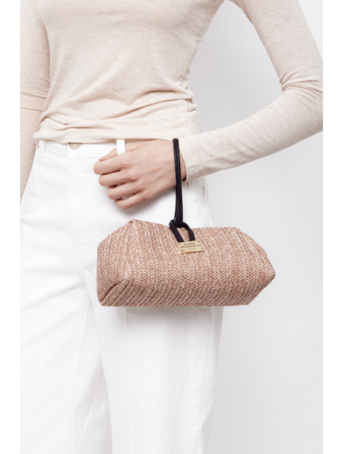 ELENA ATHANASIOU Lunchbag Vegan Straw Pink Ροζ Ψάθινο Τσαντάκι Χειρός