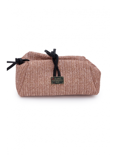 ELENA ATHANASIOU Lunchbag Vegan Straw Pink Ροζ Ψάθινο Τσαντάκι Χειρός