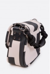 ELENA ATHANASIOU Messenger Combo Shoulder Bag S EA Logo Ασπρόμαυρη Γυναικεία Τσάντα Ώμου