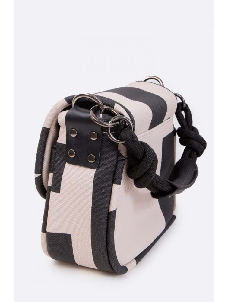ELENA ATHANASIOU Messenger Combo Shoulder Bag S EA Logo Ασπρόμαυρη Γυναικεία Τσάντα Ώμου