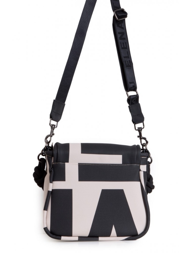 ELENA ATHANASIOU Messenger Combo Shoulder Bag S EA Logo Ασπρόμαυρη Γυναικεία Τσάντα Ώμου