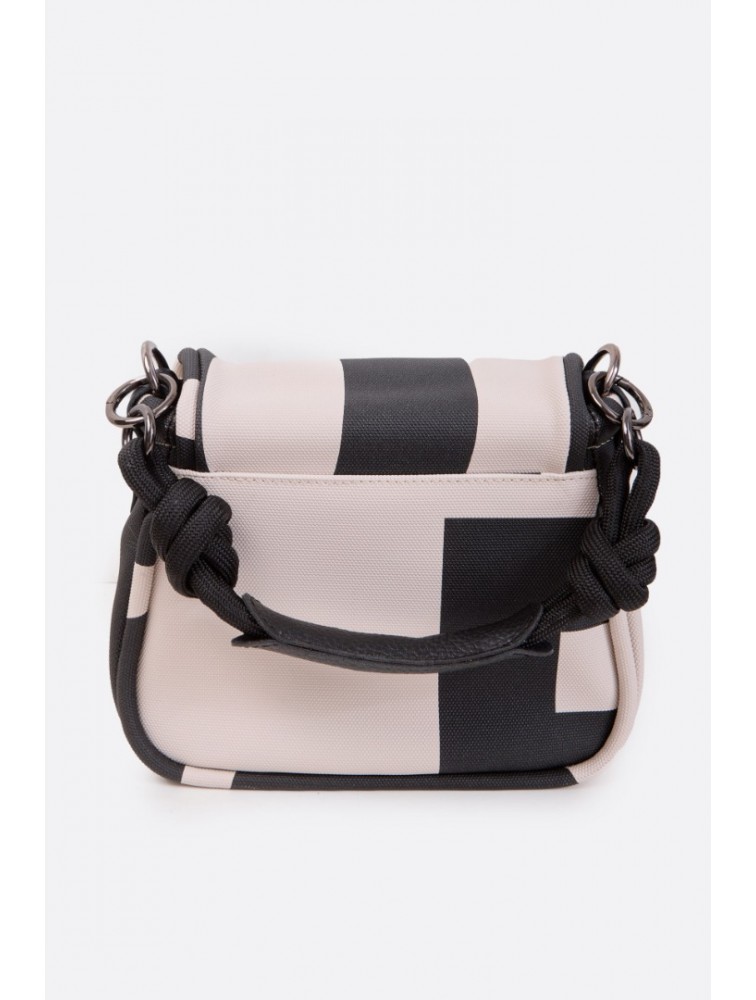 ELENA ATHANASIOU Messenger Combo Shoulder Bag S EA Logo Ασπρόμαυρη Γυναικεία Τσάντα Ώμου