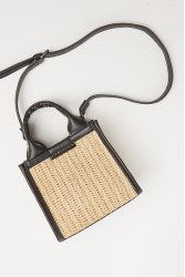 ELENA ATHANASIOU Natural Straw Mini Tote Bag Beige Μίνι Ψάθινο τσαντάκι σε μπεζ χρώμα