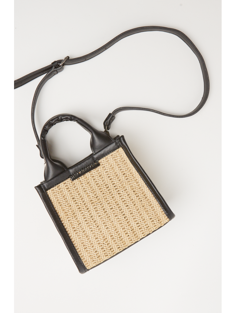 ELENA ATHANASIOU Natural Straw Mini Tote Bag Beige Μίνι Ψάθινο τσαντάκι σε μπεζ χρώμα