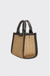 ELENA ATHANASIOU Natural Straw Mini Tote Bag Beige Μίνι Ψάθινο τσαντάκι σε μπεζ χρώμα