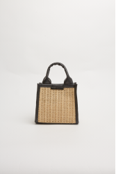 ELENA ATHANASIOU Natural Straw Mini Tote Bag Beige Μίνι Ψάθινο τσαντάκι σε μπεζ χρώμα