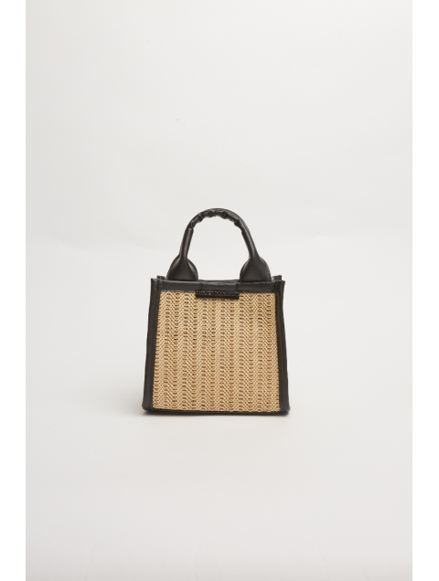 ELENA ATHANASIOU Natural Straw Mini Tote Bag Beige ELENA ATHANASIOU Natural Straw Mini Tote Bag Beige