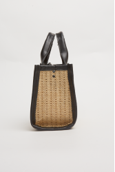 ELENA ATHANASIOU Natural Straw Mini Tote Bag Beige Μίνι Ψάθινο τσαντάκι σε μπεζ χρώμα