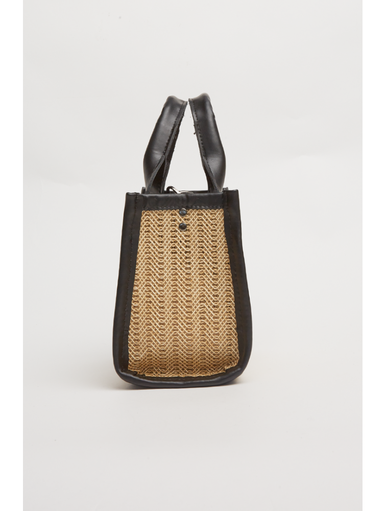 ELENA ATHANASIOU Natural Straw Mini Tote Bag Beige Μίνι Ψάθινο τσαντάκι σε μπεζ χρώμα