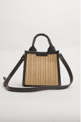 ELENA ATHANASIOU Natural Straw Mini Tote Bag Beige Μίνι Ψάθινο τσαντάκι σε μπεζ χρώμα