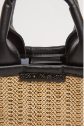 ELENA ATHANASIOU Natural Straw Mini Tote Bag Beige Μίνι Ψάθινο τσαντάκι σε μπεζ χρώμα