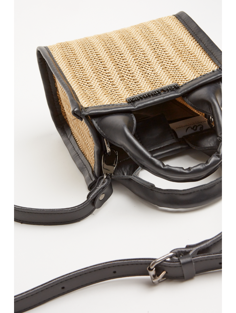 ELENA ATHANASIOU Natural Straw Mini Tote Bag Beige Μίνι Ψάθινο τσαντάκι σε μπεζ χρώμα