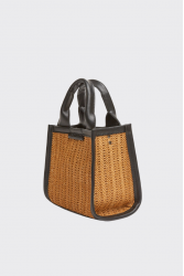 ELENA ATHANASIOU Natural Straw Mini Tote Bag Taupe Μίνι Ψάθινο τσαντάκι σε καφέ χρώμα