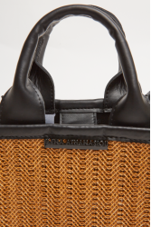 ELENA ATHANASIOU Natural Straw Mini Tote Bag Taupe Μίνι Ψάθινο τσαντάκι σε καφέ χρώμα