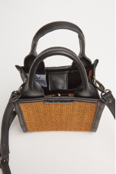 ELENA ATHANASIOU Natural Straw Mini Tote Bag Taupe Μίνι Ψάθινο τσαντάκι σε καφέ χρώμα