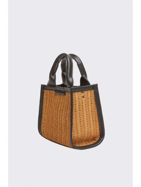 ELENA ATHANASIOU Natural Straw Mini Tote Bag Taupe 