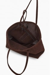 ELENA ATHANASIOU Net Tote and Shopper Bag Brown Καφέ Τσάντα Ώμου