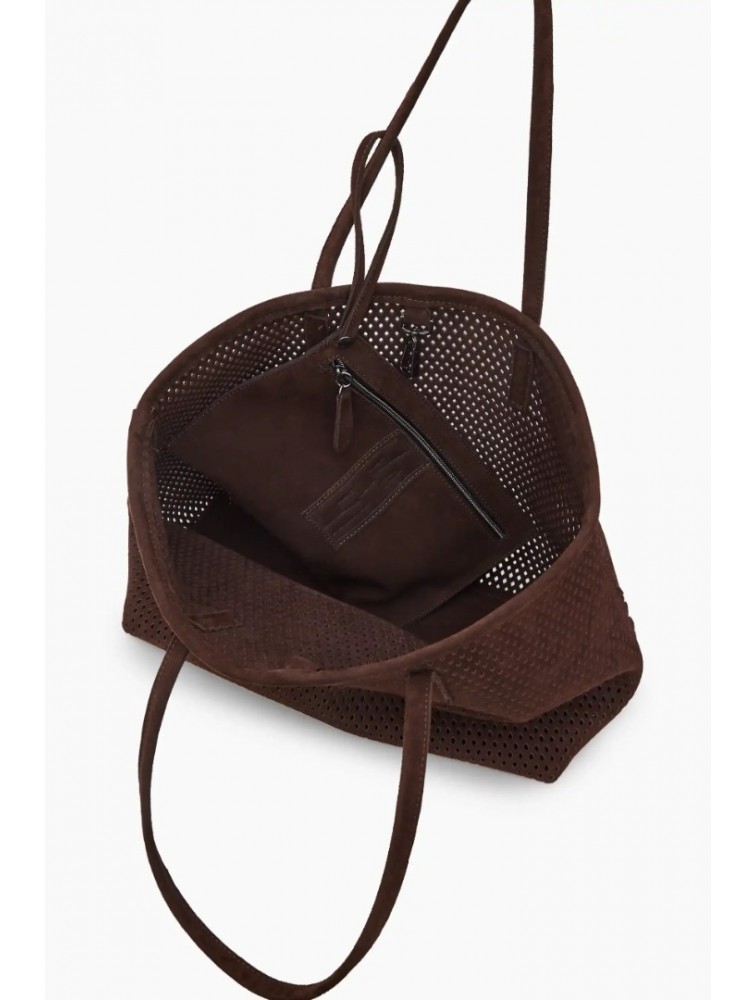 ELENA ATHANASIOU Net Tote and Shopper Bag Brown Καφέ Τσάντα Ώμου