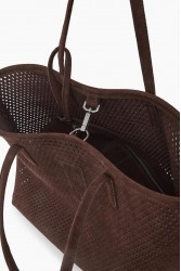 ELENA ATHANASIOU Net Tote and Shopper Bag Brown Καφέ Τσάντα Ώμου