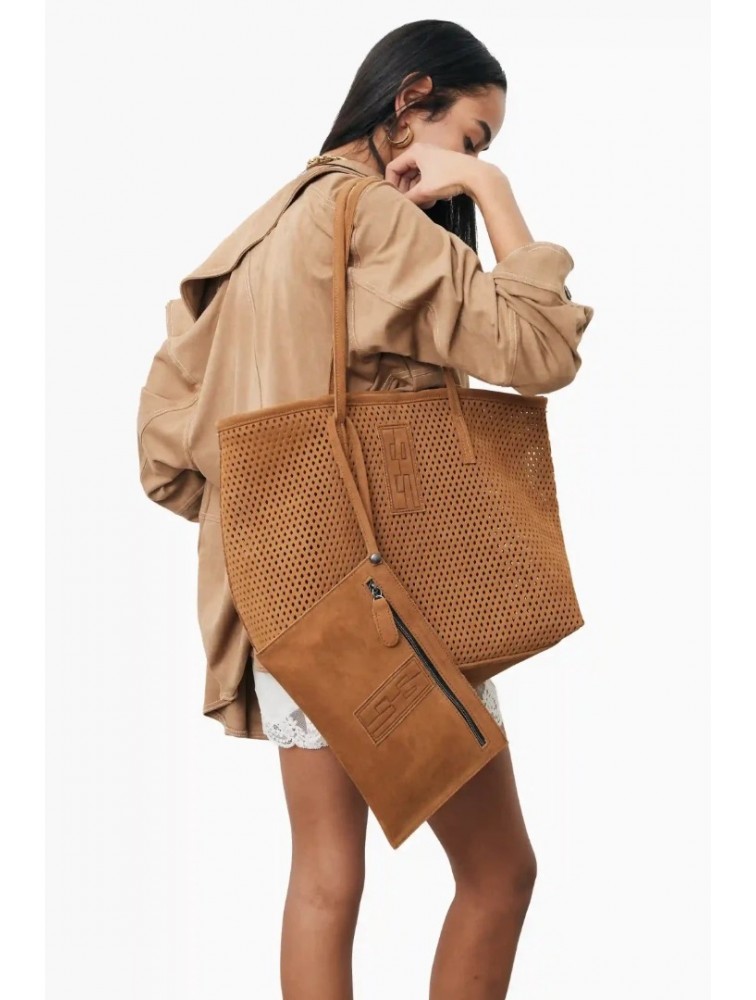 ELENA ATHANASIOU Net Tote and Shopper Bag Taba