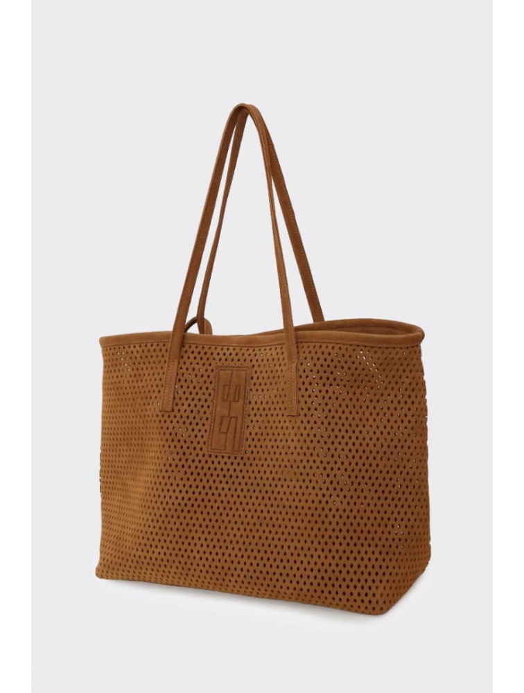 ELENA ATHANASIOU Net Tote and Shopper Bag Taba