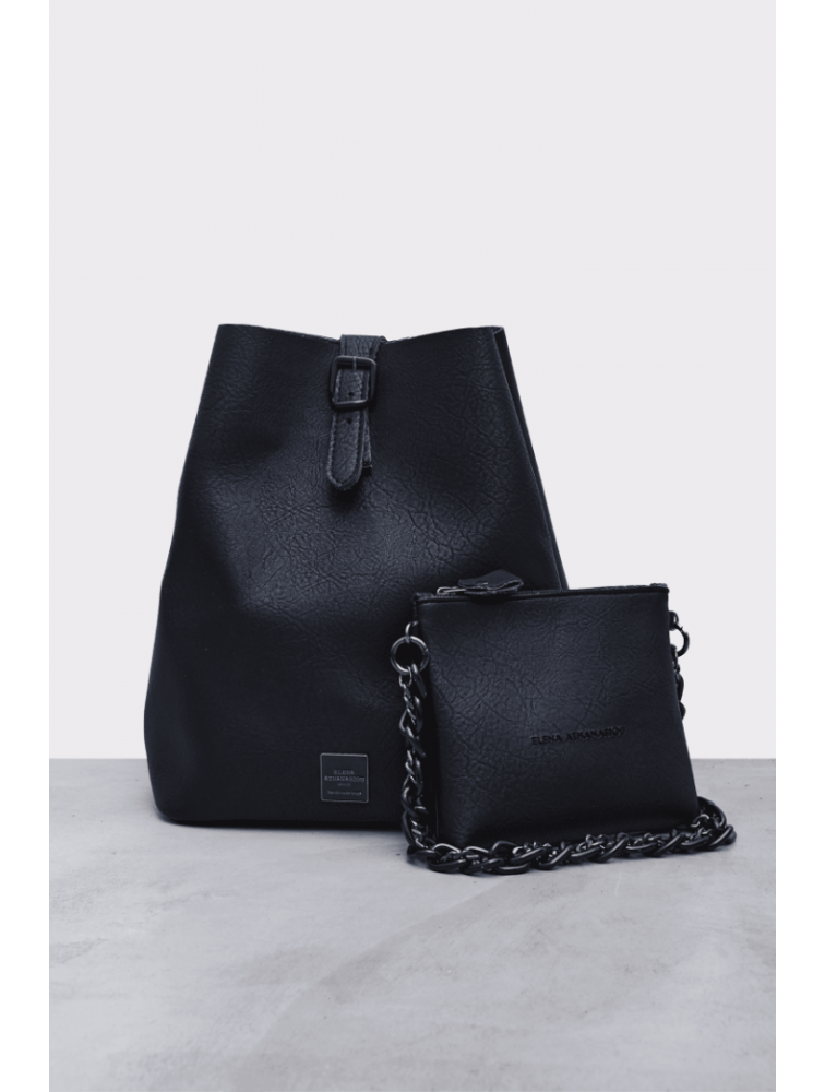 ELENA ATHANASIOU Retro Chain Backpack Black Μαύρη γυναικεία τσάντα πλάτης