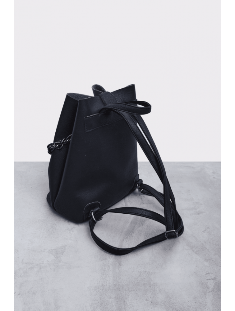 ELENA ATHANASIOU Retro Chain Backpack Black Μαύρη γυναικεία τσάντα πλάτης