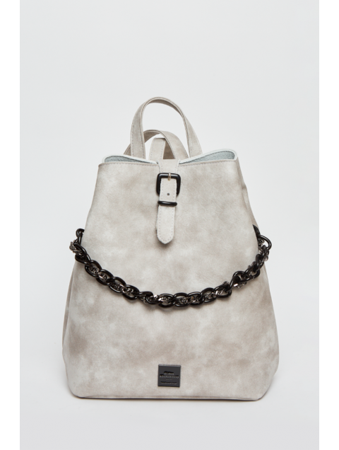 ELENA ATHANASIOU Retro Chain Backpack Grey