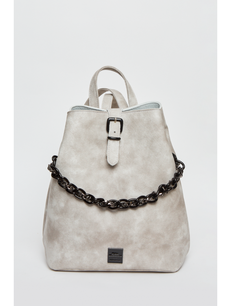 ELENA ATHANASIOU Retro Chain Backpack Grey Γκρι γυναικεία τσάντα πλάτης