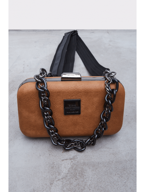 ELENA ATHANASIOU Retro Chain Box Κάμελ ELENA ATHANASIOU Retro Chain Box Κάμελ
