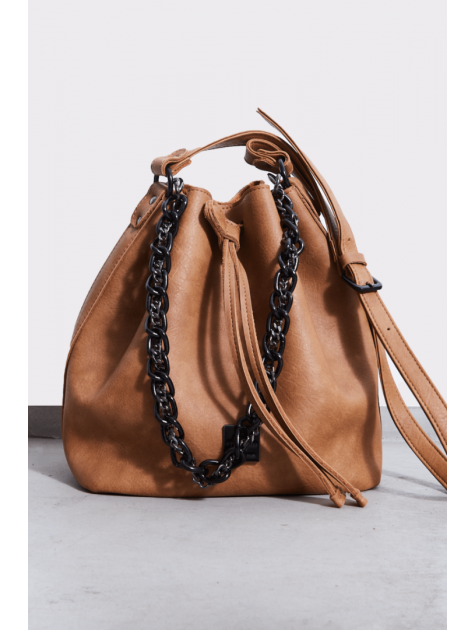 ELENA ATHANASIOU Retro Chain Pouch Τσάντα Κάμελ