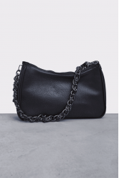 ELENA ATHANASIOU Retro Chain Vintage Baguette Black Μαύρη γυναικεία τσάντα ώμου
