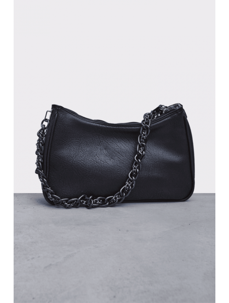 ELENA ATHANASIOU Retro Chain Vintage Baguette Black Μαύρη γυναικεία τσάντα ώμου