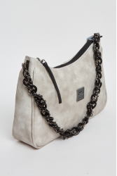 ELENA ATHANASIOU Retro Chain Vintage Baguette Grey Γκρι γυναικεία τσάντα ώμου