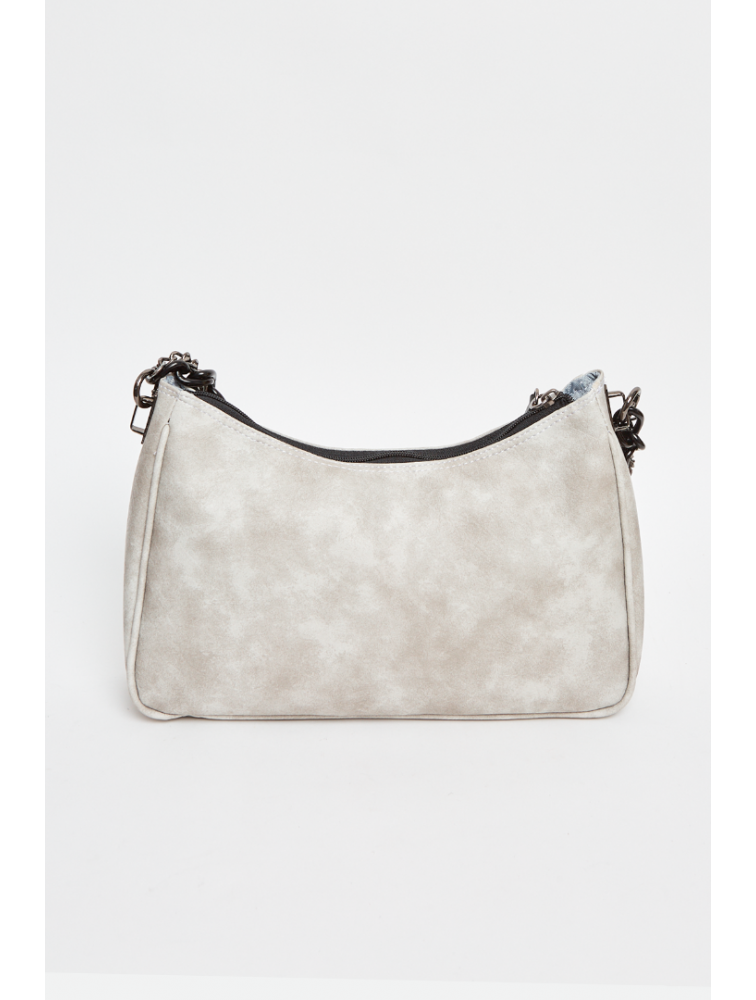 ELENA ATHANASIOU Retro Chain Vintage Baguette Grey Γκρι γυναικεία τσάντα ώμου