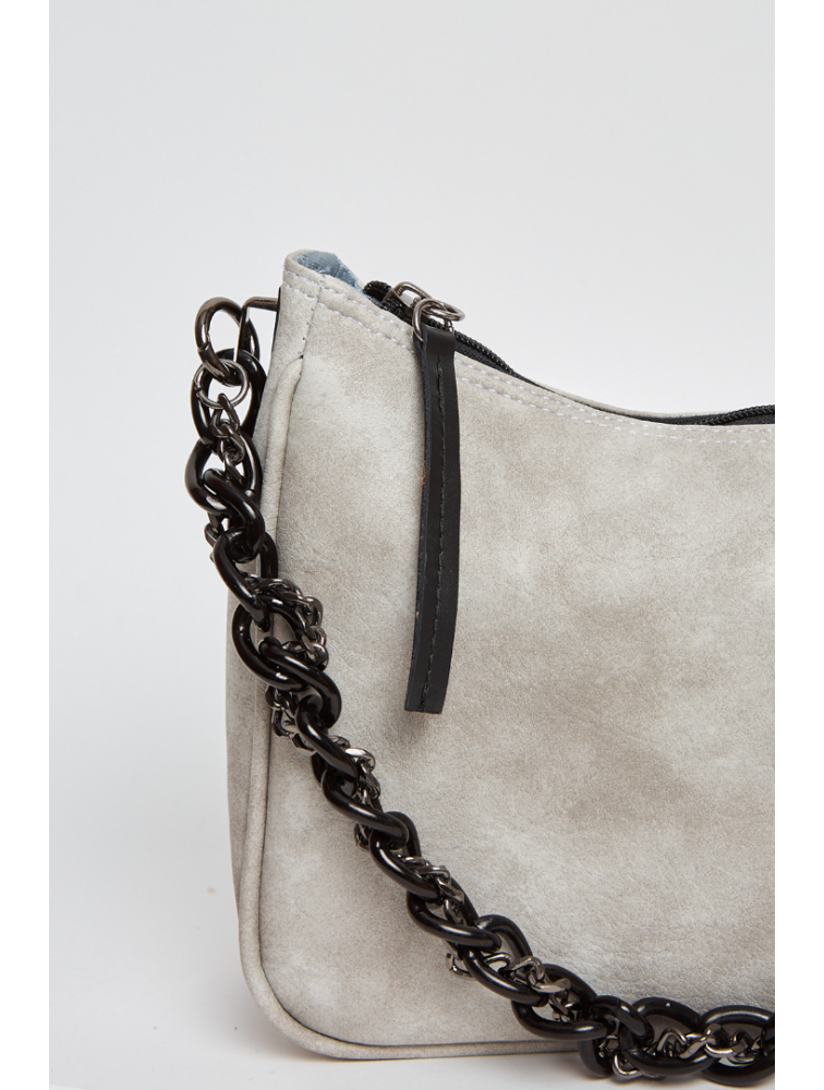 ELENA ATHANASIOU Retro Chain Vintage Baguette Grey Γκρι γυναικεία τσάντα ώμου