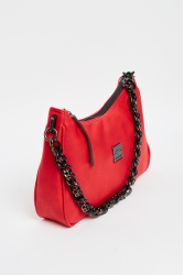 ELENA ATHANASIOU Retro Chain Vintage Baguette Red Κόκκινη γυναικεία τσάντα ώμου
