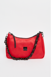 ELENA ATHANASIOU Retro Chain Vintage Baguette Red Κόκκινη γυναικεία τσάντα ώμου