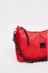 ELENA ATHANASIOU Retro Chain Vintage Baguette Red Κόκκινη γυναικεία τσάντα ώμου